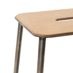 Adam Stool Raw Steel With Leather, Frama