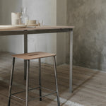 Adam Stool Raw Steel With Leather, Frama