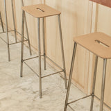 Adam Stool Raw Steel With Leather, Frama