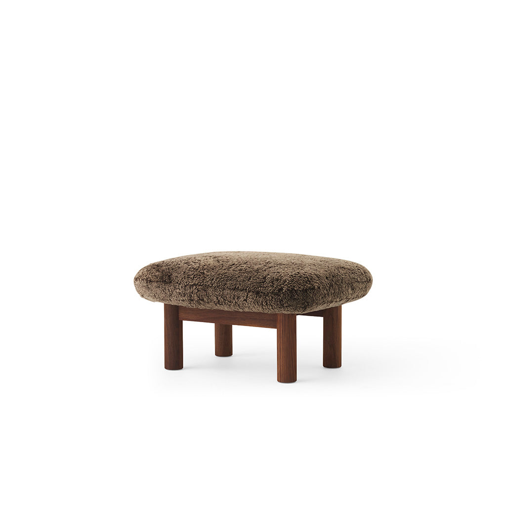 Brasilia Ottoman Walnut Sheepskin Root, Menu