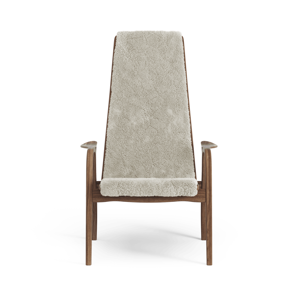 Lamino Lacquered Walnut Moonlight Sheepskin, Swedese