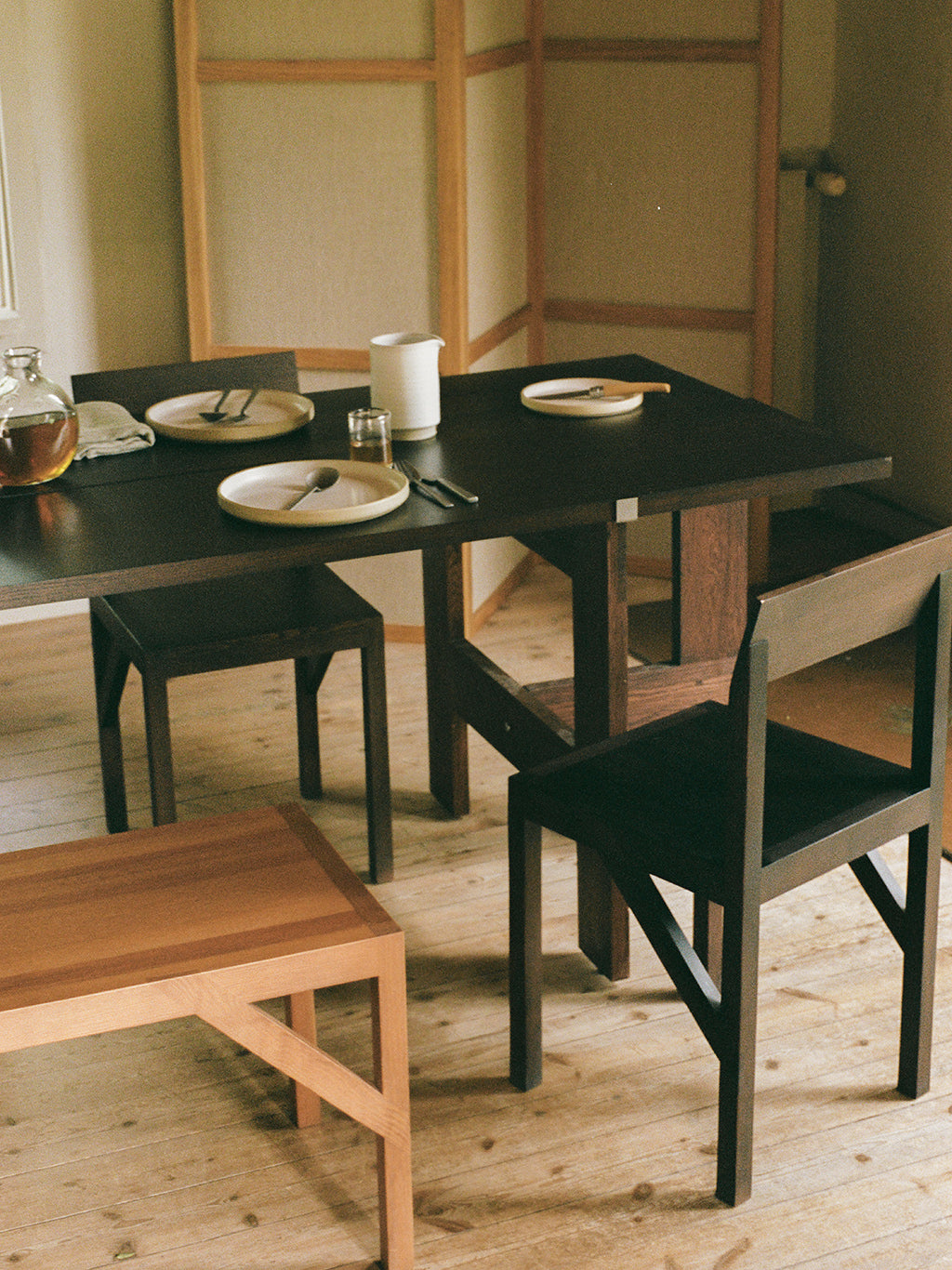 Farmhouse Trestle Table Dark Oak, Frama