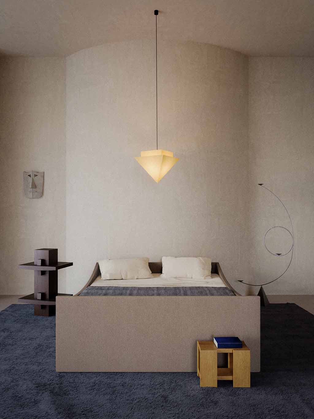 Curved Bed Frame Light Beige, RYE