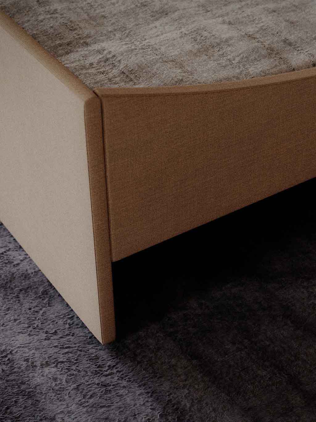 Curved Bed Frame Light Beige, RYE