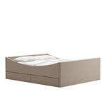 Curved Bed Frame With Drawers Dark Beige, RYE
