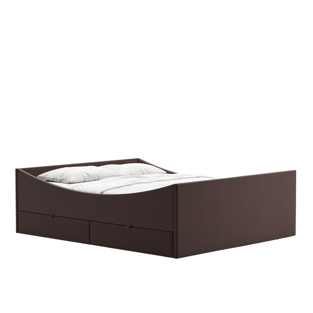 Curved Bed Frame With Drawers Dark Brown, RYE