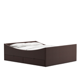 Curved Bed Frame With Drawers Dark Brown, RYE
