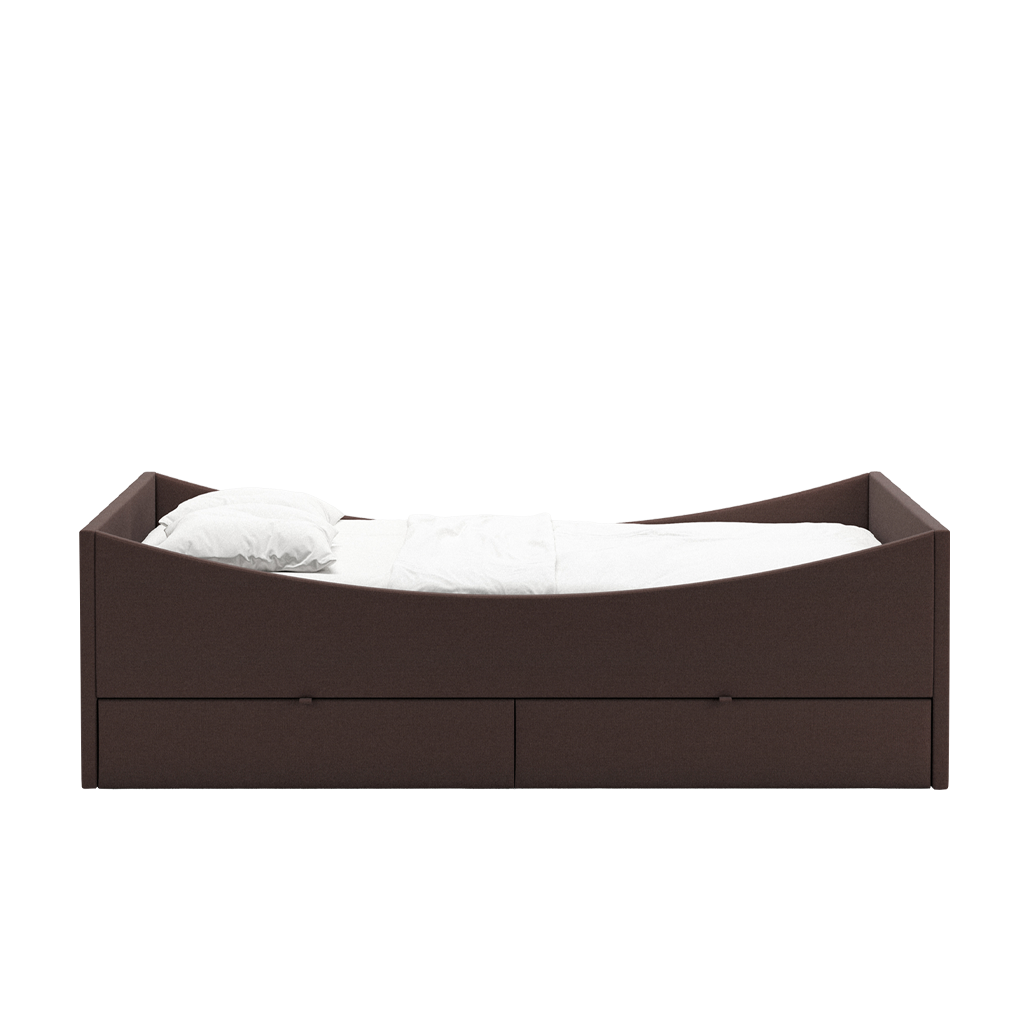 Curved Bed Frame With Drawers Dark Brown, RYE