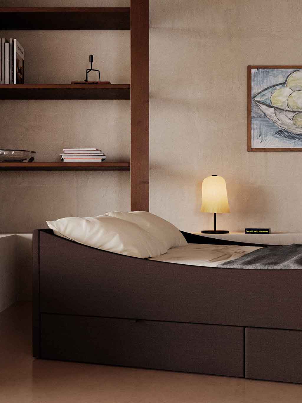 Curved Bed Frame Dark Brown, RYE