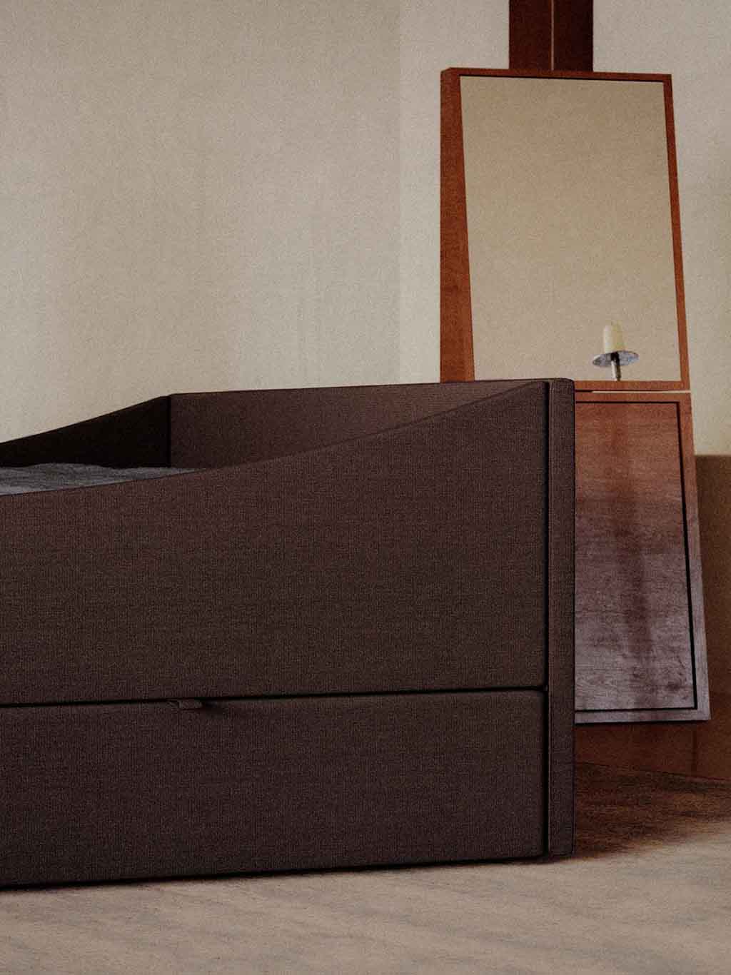 Curved Bed Frame Dark Brown, RYE