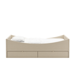Curved Bed Frame With Drawers Light Beige, RYE