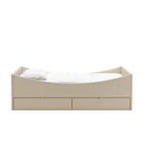 Curved Bed Frame With Drawers Light Beige, RYE