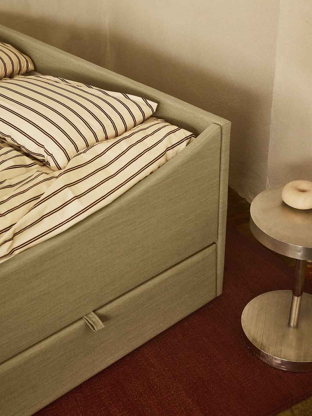 Curved Bed Frame Light Beige, RYE