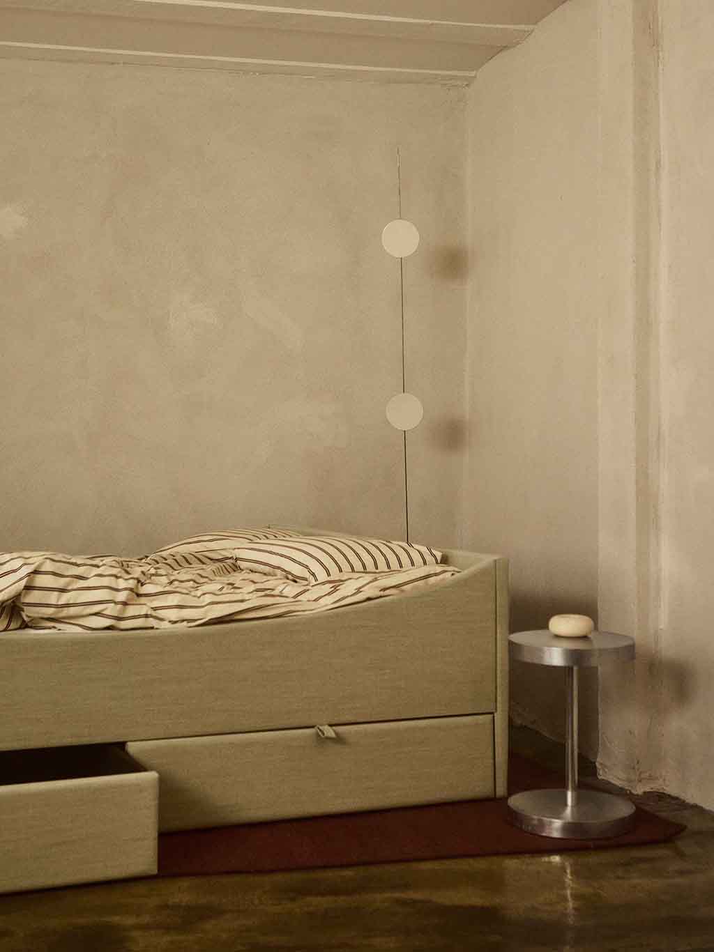 Curved Bed Frame Light Beige, RYE