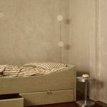 Curved Bed Frame Light Beige, RYE