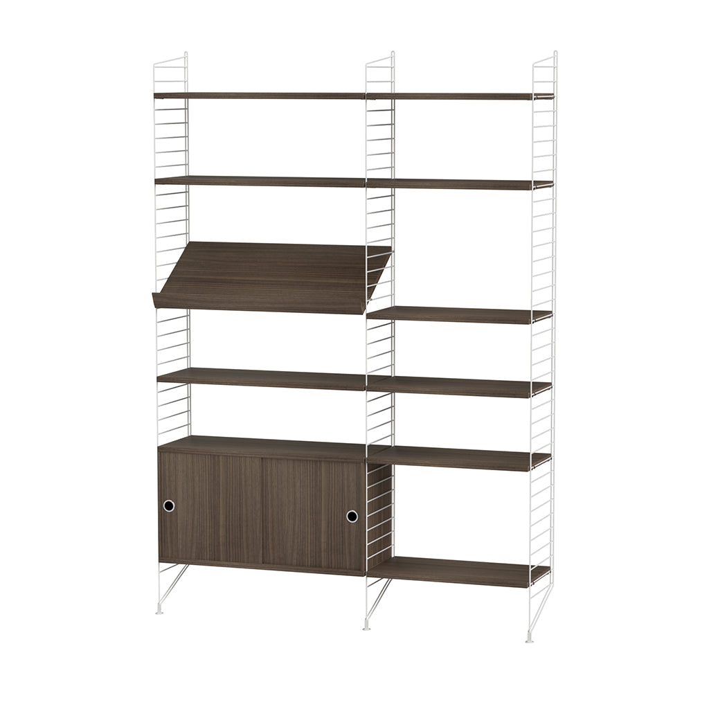 Display Unit With Cabinet Walnut, String Furniture