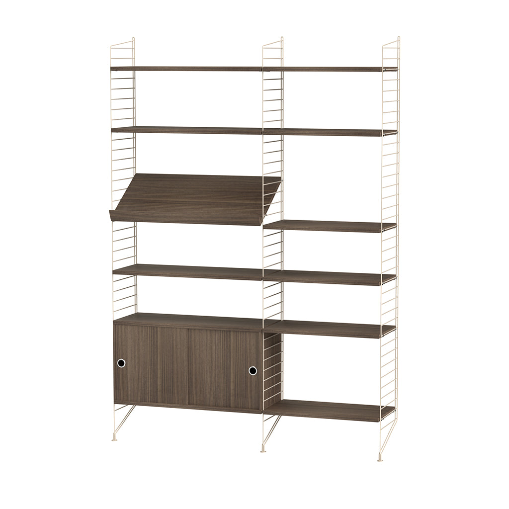 Display Unit With Cabinet Walnut, String Furniture
