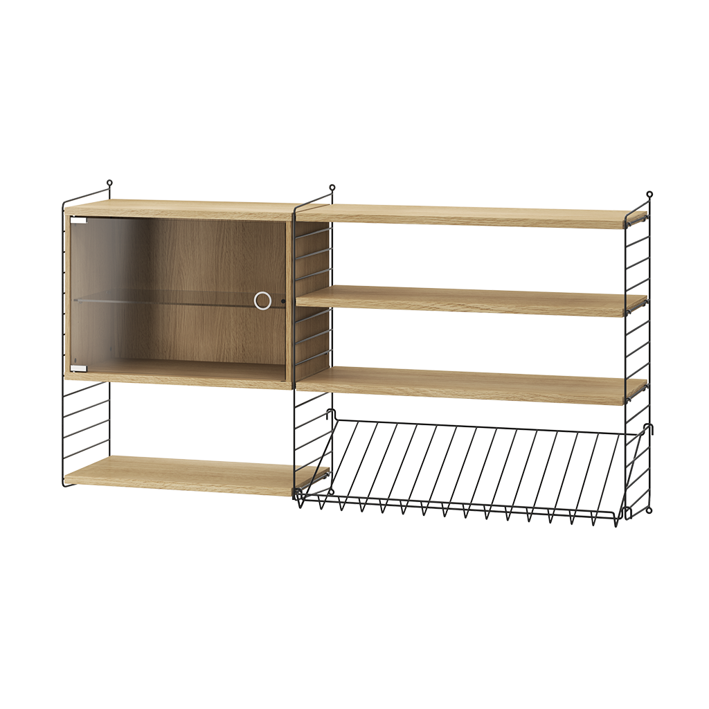 Wall Unit With Display Cabinet Oak, String Furniture