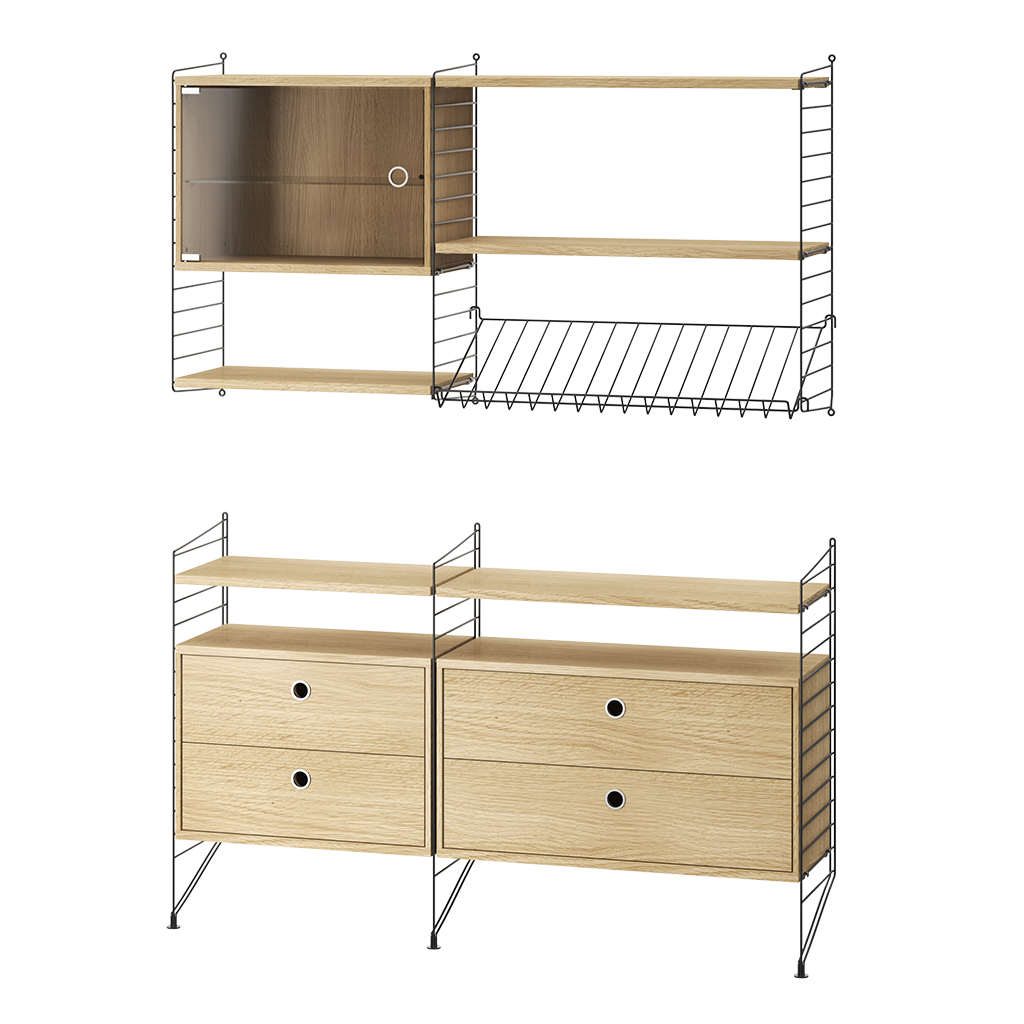 Two Section Unit Oak, String Furniture