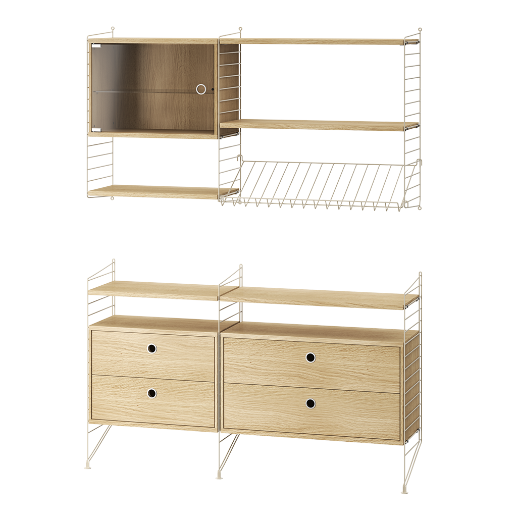 Two Section Unit Oak, String Furniture