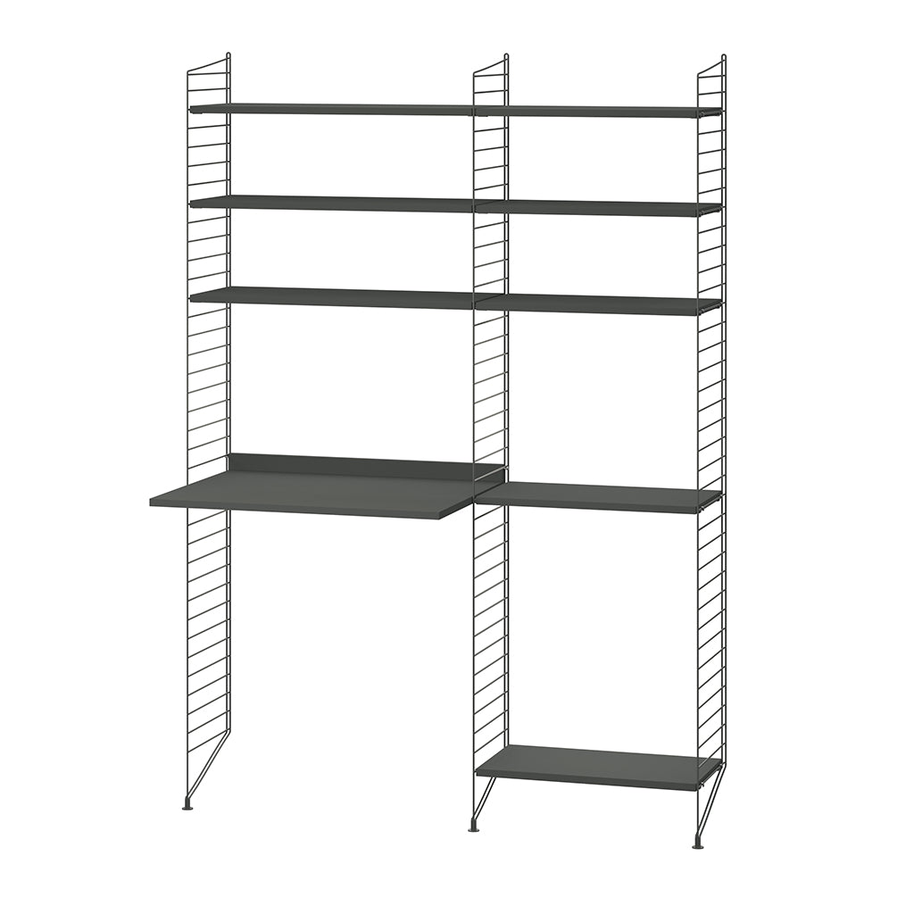 Work Unit With Shelves Dark Grey, String Furniture