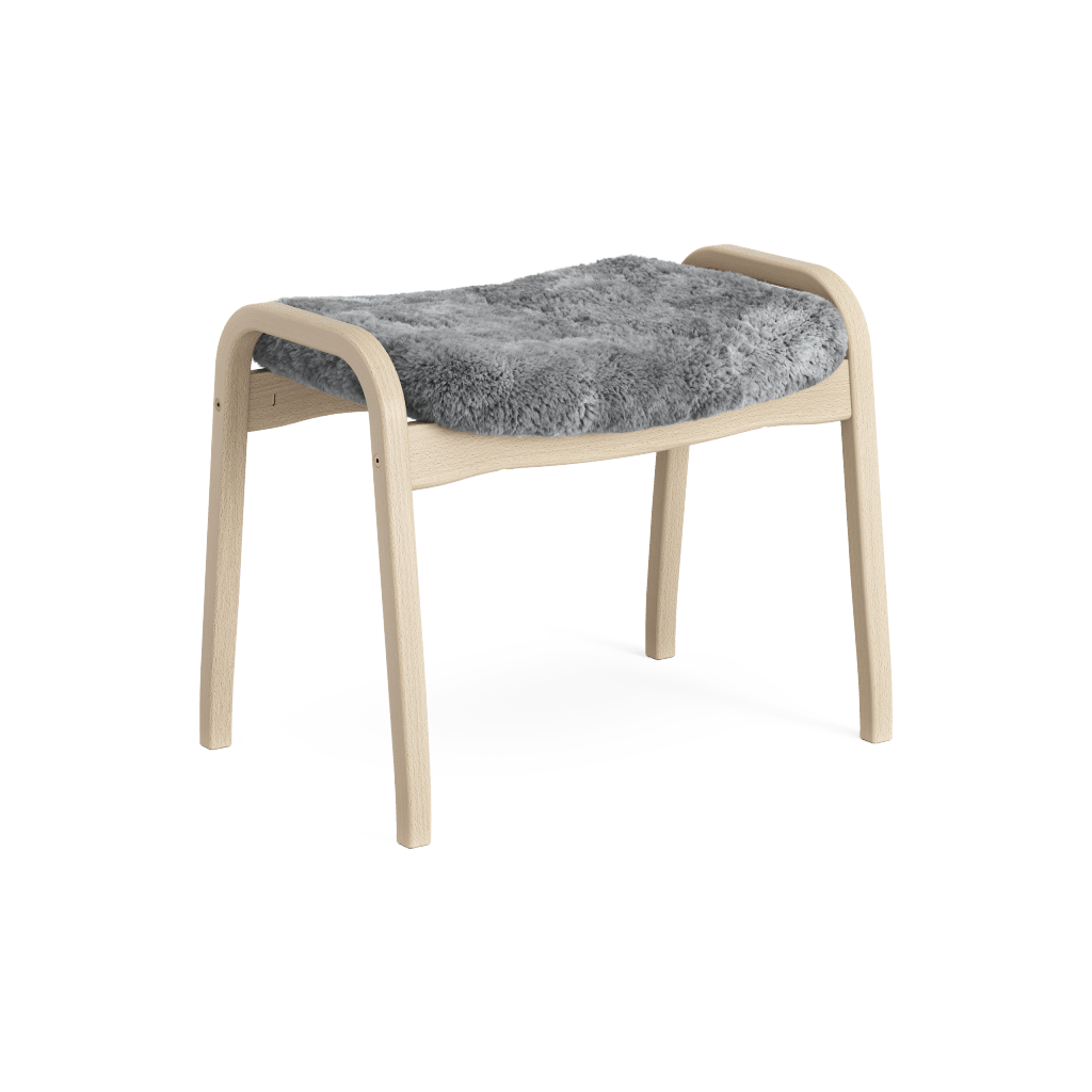 Lamino Stool Lacquered Beech Grey Sheepskin, Swedese