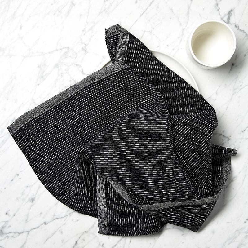 Linen Tea Towel Pinstripe Black, By Mölle