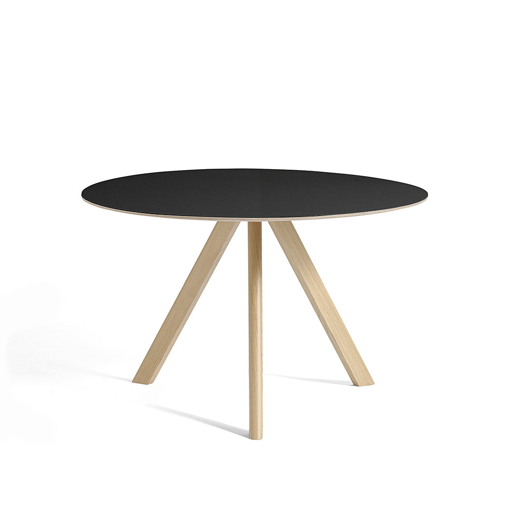 CPH20 Round Table Oak With Off White Linoleum Top, HAY