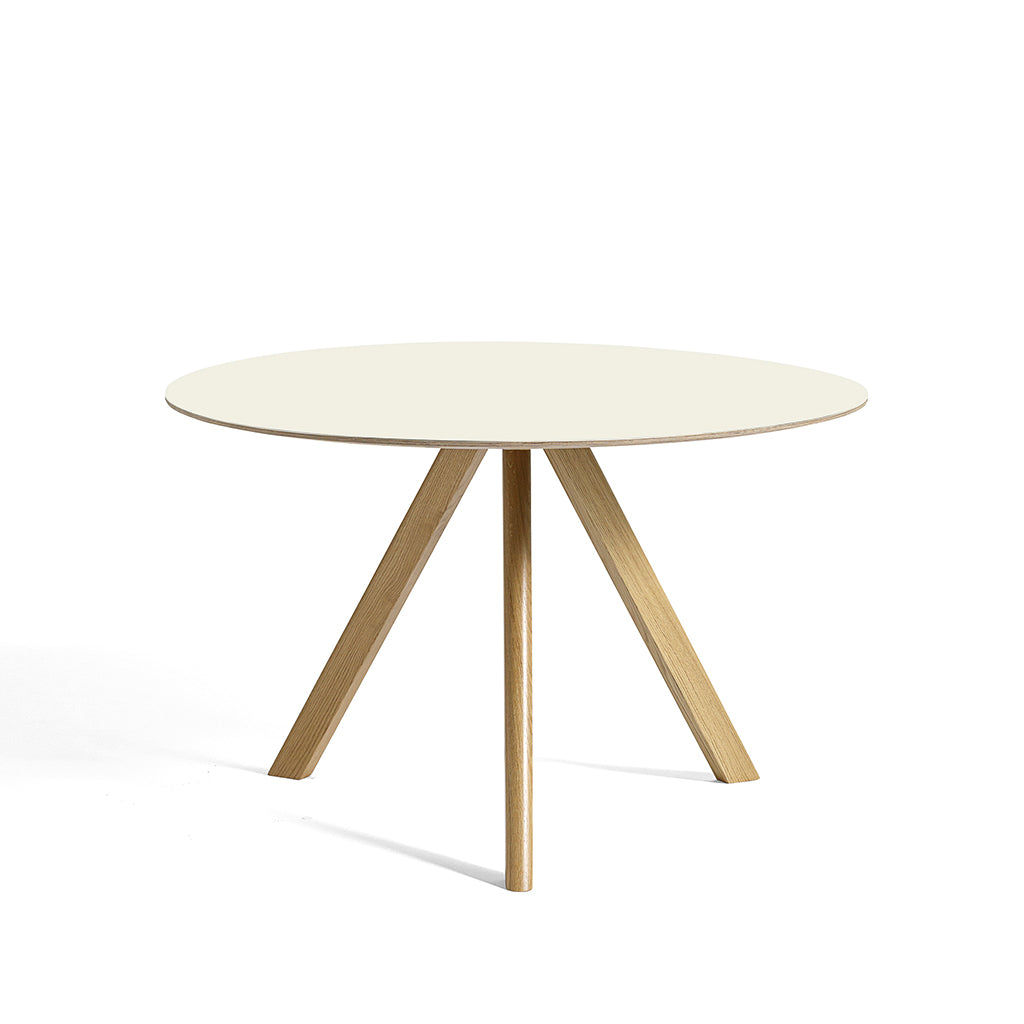 CPH20 Round Table Oak With Off White Linoleum Top, HAY