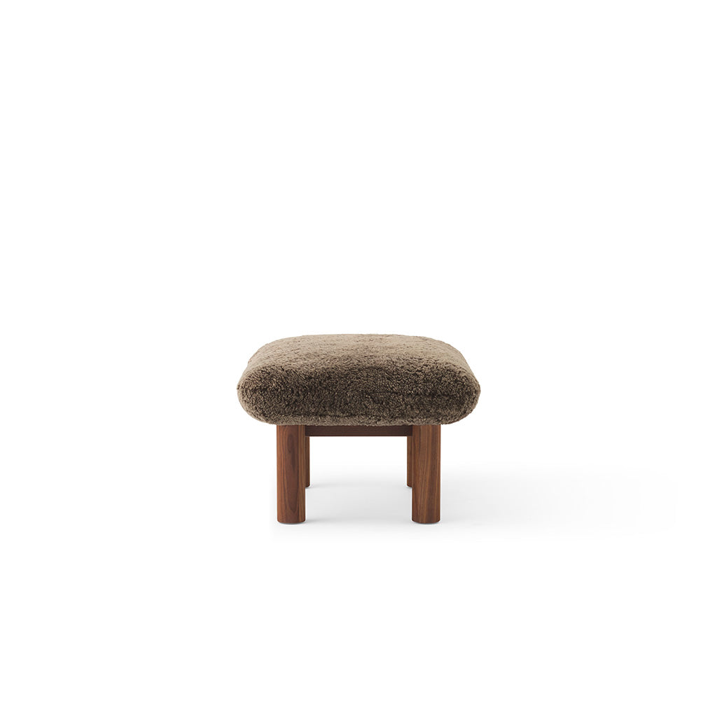 Brasilia Ottoman Walnut Sheepskin Root, Menu
