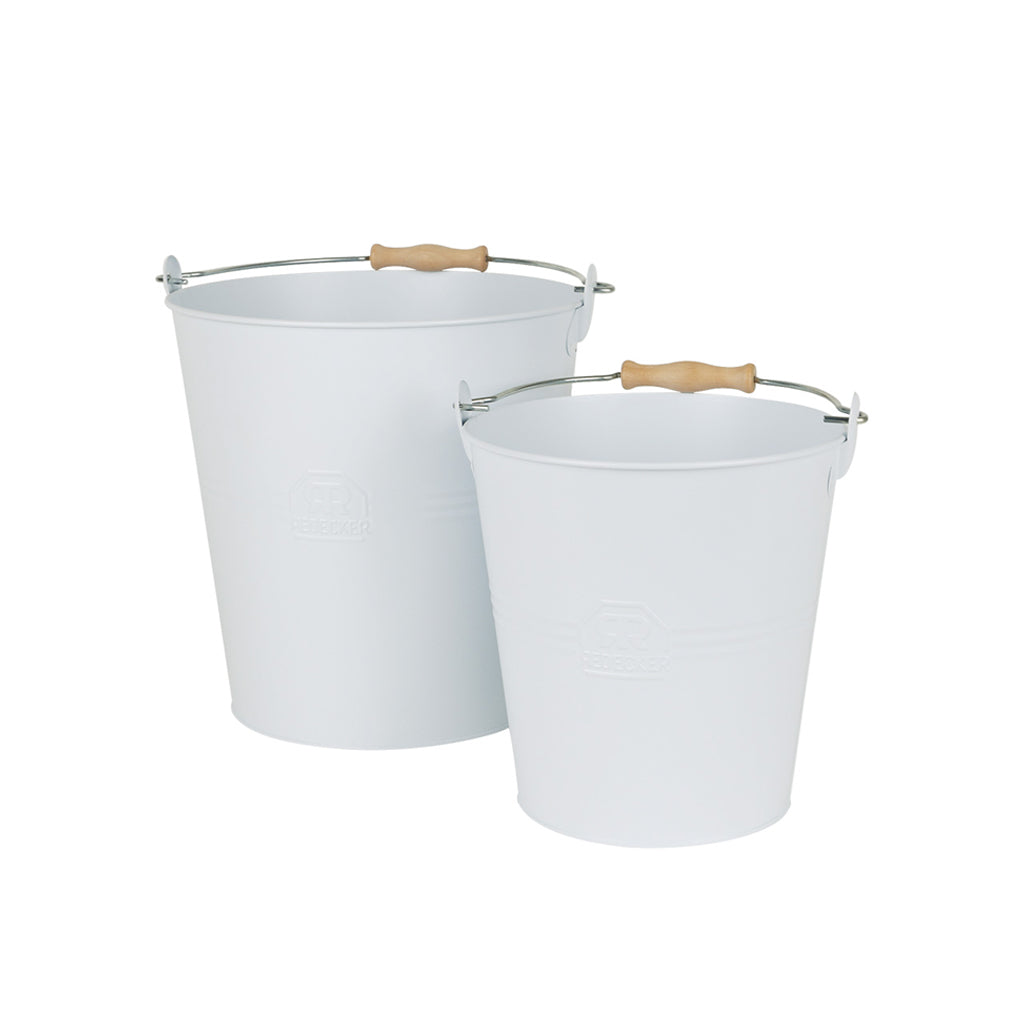 Bucket White With Wooden Handle, Redecker